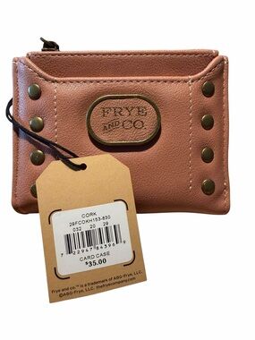 Frye Rose Gold Pink Like-Leather Studded Card Case/Wallet